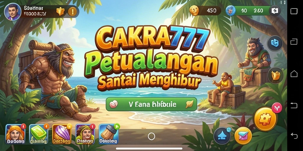 Tampilan gameplay CAKRA777 yang ceria dan penuh warna.