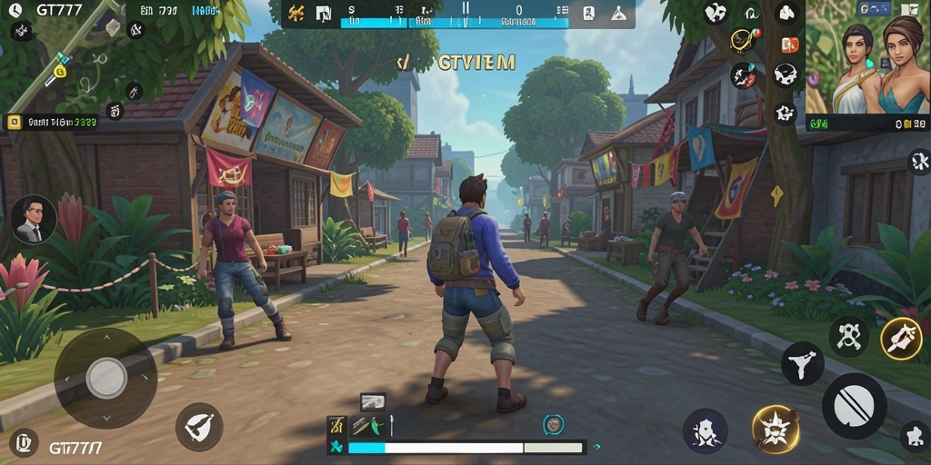 Screenshot GT777 menampilkan pemain berinteraksi dalam dunia simulation.