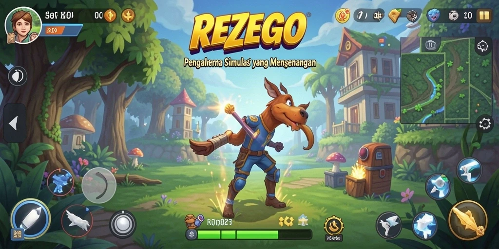 Tampilan gameplay <strong>REZEGO</strong> yang menakjubkan dalam dunia simulasi interaktif.